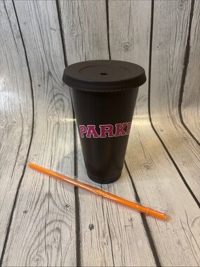Parke Dunkin collab espresso with Pink PARKE Logo drinkware